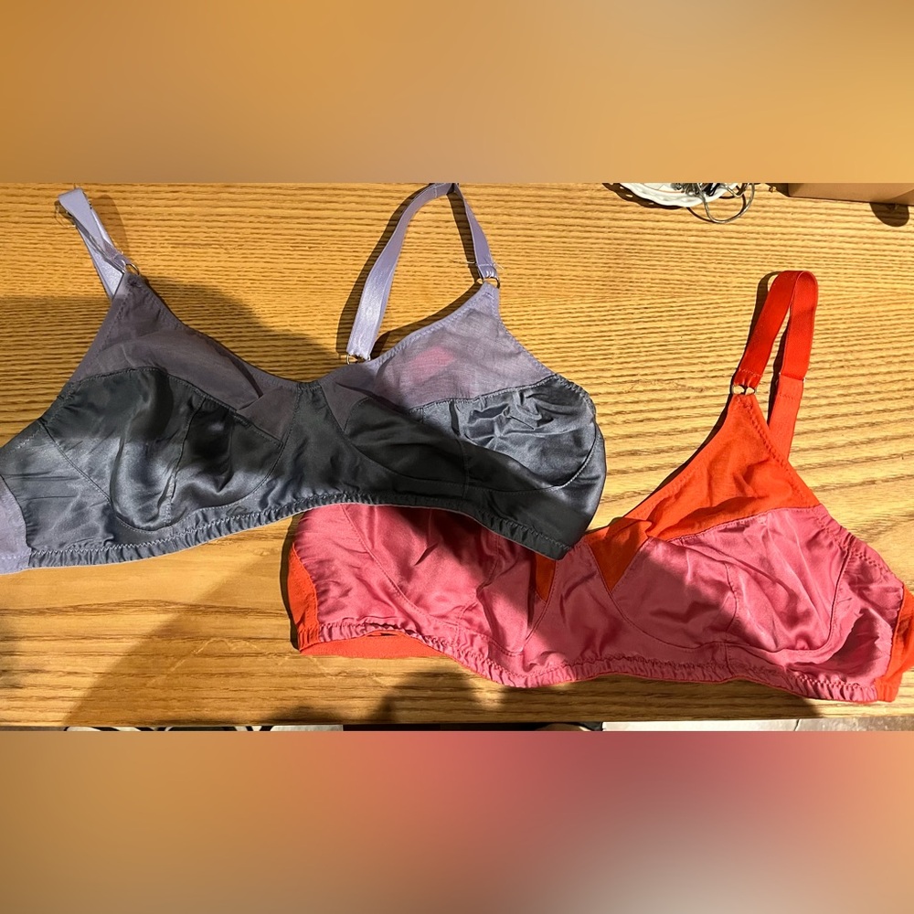 Araks willow silk chartreuse cotton blend color block bras XL no underwire
